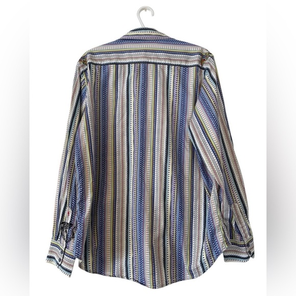 Robert Graham Embroidered Flip Cuff Dress Shirt~Skulls~Mens Size Large - L - Picture 12 of 12